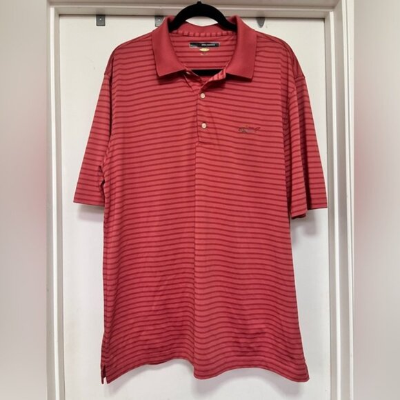 Greg Norman Collection striped performance polo - size XL red/coral - Picture 1 of 7